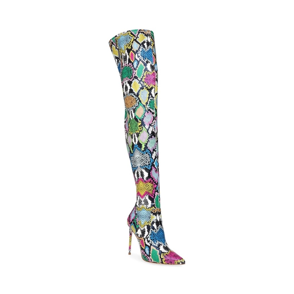 Multicolored snake print boot